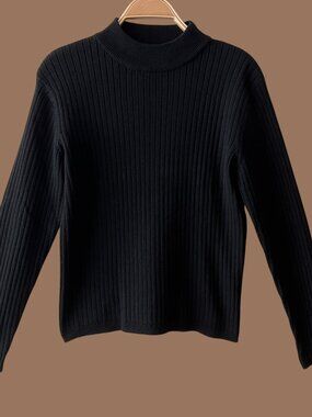 90s Vintage Black Ribbed Sweater